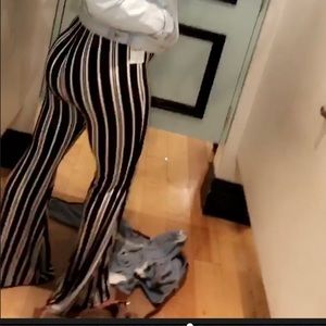 Black and White Large Striped Flare Pants F21